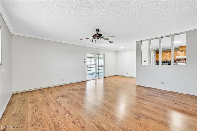 216 Lorenzi St, Las Vegas, NV 89107 - unfurnished room with ornamental molding, ceiling fan, a textured ceiling, and light wood-style flooring