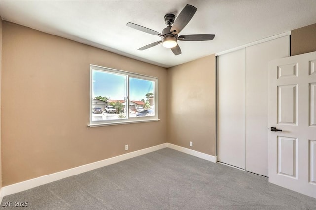 3887 Delling Ct, Las Vegas, NV 89104 - unfurnished bedroom featuring carpet flooring, a closet, and ceiling fan