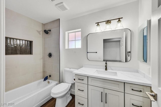 2820 Golf Links Dr, Las Vegas, NV 89134 - full bathroom featuring vanity, shower / bath combination, and wood finished floors