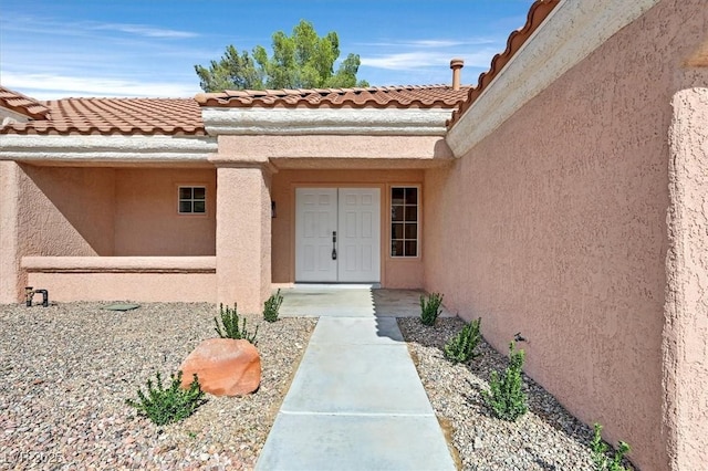 2820 Golf Links Dr, Las Vegas, NV 89134 - entrance to property featuring stucco siding and a tile roof