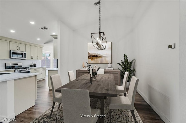 2820 Golf Links Dr, Las Vegas, NV 89134 - dining space with dark wood-type flooring and recessed lighting