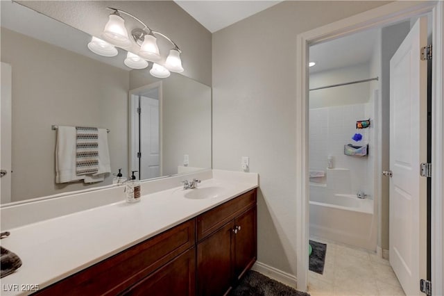 10722 Red Badge Ave, Las Vegas, NV 89166 - full bathroom with vanity,  shower combination, and tile patterned flooring