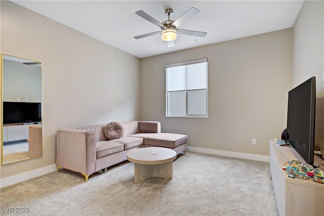 6591 Dove Point Pl, Las Vegas, NV 89130 - living room featuring light colored carpet and ceiling fan