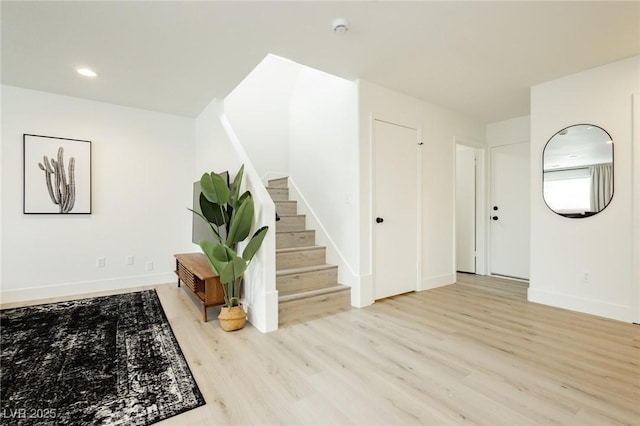 5505 Eagle Cove Ave, Las Vegas, NV 89130 - foyer entrance featuring wood finished floors, stairs, and recessed lighting