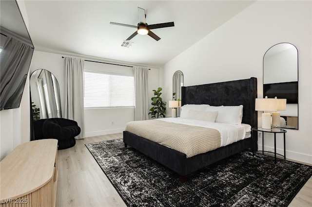 5505 Eagle Cove Ave, Las Vegas, NV 89130 - bedroom with wood finished floors, a ceiling fan, and vaulted ceiling