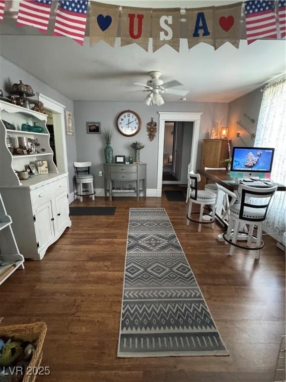 191 S Booker, Tonopah, NV 89049 - living area with a ceiling fan and wood finished floors