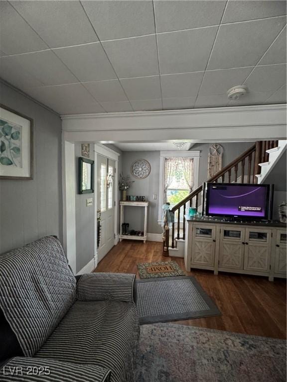 191 S Booker, Tonopah, NV 89049 - living room featuring wood finished floors and stairway