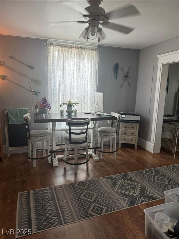 191 S Booker, Tonopah, NV 89049 - dining space with a ceiling fan and wood finished floors