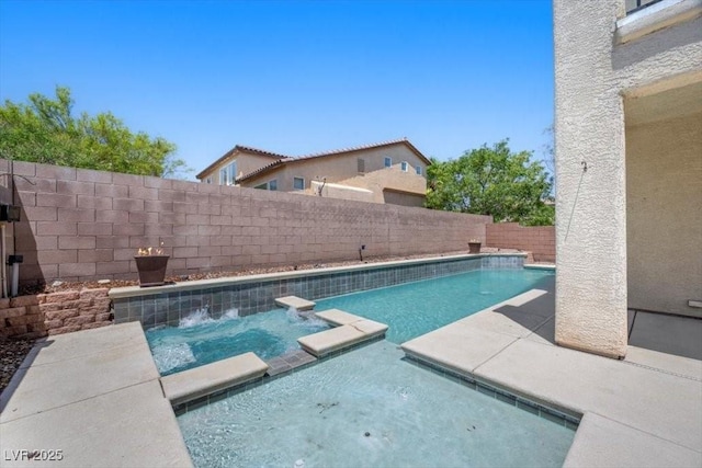 9413 Arcadia Woods Ct, Las Vegas, NV 89149 - view of pool with a fenced backyard and a pool with connected hot tub