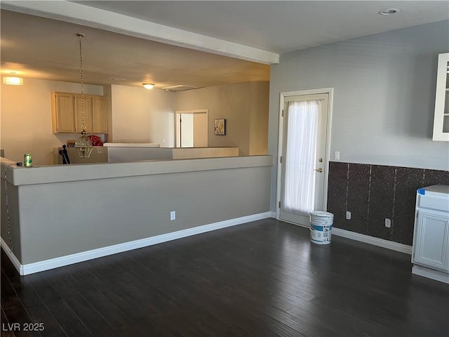 kitchen with dark wood-style flooring and recessed lighting