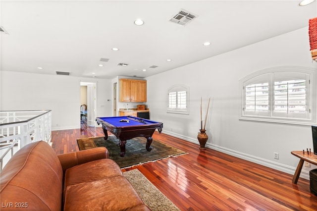 7520 Captains Harbor Dr, Las Vegas, NV 89117 - playroom with billiards table, recessed lighting, and wood finished floors