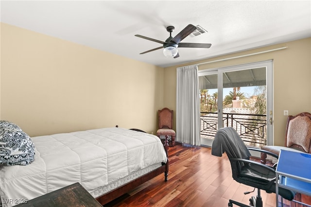 7520 Captains Harbor Dr, Las Vegas, NV 89117 - bedroom with access to outside, wood finished floors, and ceiling fan