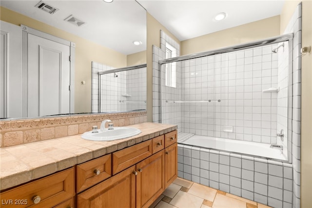 7520 Captains Harbor Dr, Las Vegas, NV 89117 - full bath with vanity, tiled shower / bath, tile patterned floors, and recessed lighting