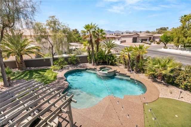 7520 Captains Harbor Dr, Las Vegas, NV 89117 - view of pool featuring a pool with connected hot tub and a residential view