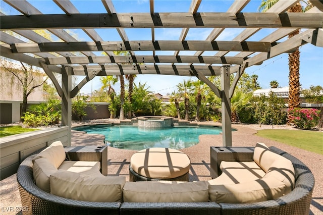 7520 Captains Harbor Dr, Las Vegas, NV 89117 - view of swimming pool with a pergola and a pool with connected hot tub
