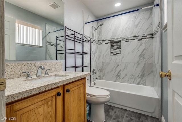 5403 Tamarus St, Las Vegas, NV 89119 - bathroom with shower / tub combo, vanity, and wood finished floors