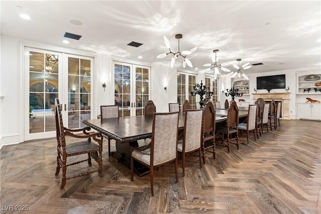 30 Augusta Canyon Way, Las Vegas, NV 89141 - dining room with french doors, a chandelier, and recessed lighting