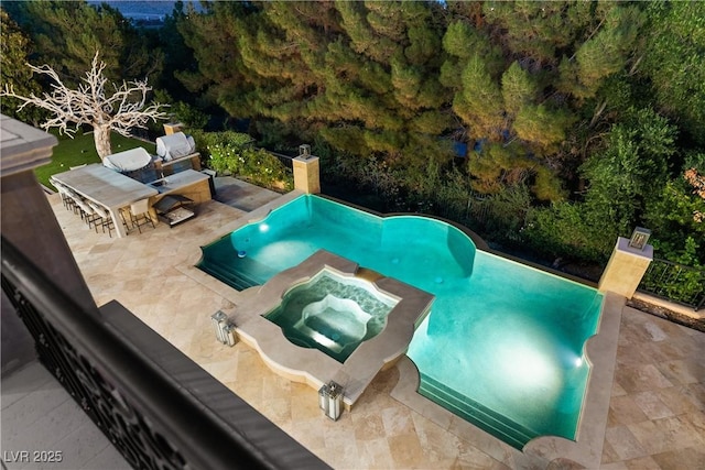 30 Augusta Canyon Way, Las Vegas, NV 89141 - outdoor pool featuring a patio and an in-ground hot tub
