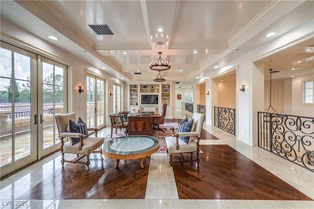30 Augusta Canyon Way, Las Vegas, NV 89141 - common area featuring recessed lighting, crown molding, and beam ceiling