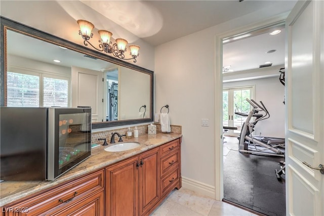 30 Augusta Canyon Way, Las Vegas, NV 89141 - bathroom featuring tasteful backsplash, vanity, and recessed lighting