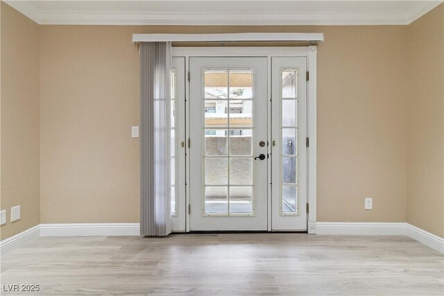 2451 N Rainbow Blvd Unit 1091, Las Vegas, NV 89108 - doorway to outside with wood finished floors and ornamental molding