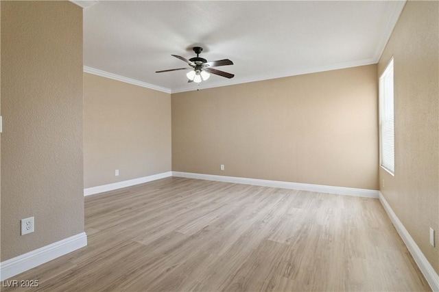 2451 N Rainbow Blvd Unit 1091, Las Vegas, NV 89108 - empty room featuring ceiling fan, light wood-style floors, and crown molding