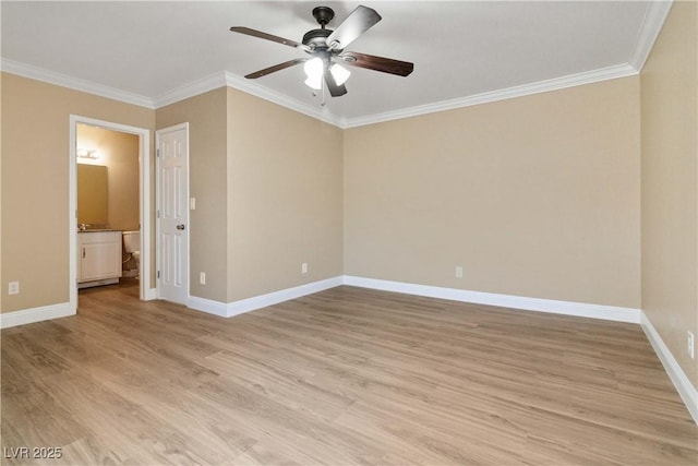 2451 N Rainbow Blvd Unit 1091, Las Vegas, NV 89108 - unfurnished room with crown molding, ceiling fan, and light wood-style floors