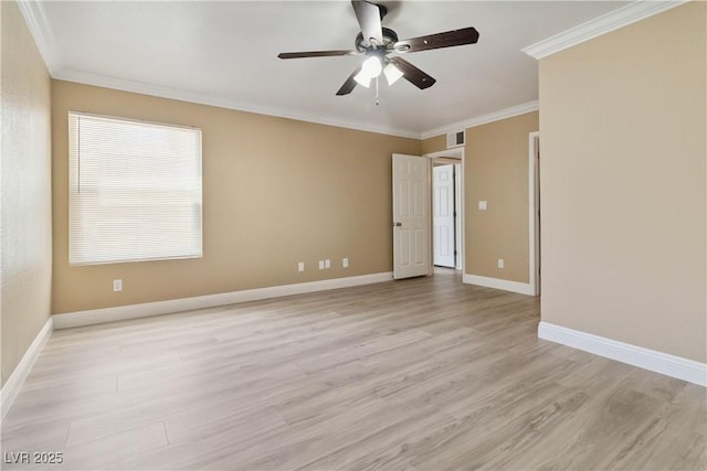 2451 N Rainbow Blvd Unit 1091, Las Vegas, NV 89108 - unfurnished room with ornamental molding, a ceiling fan, and light wood-style floors