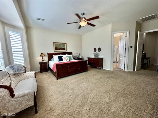 2257 Turner Falls St, Henderson, NV 89044 - carpeted bedroom with ceiling fan and connected bathroom