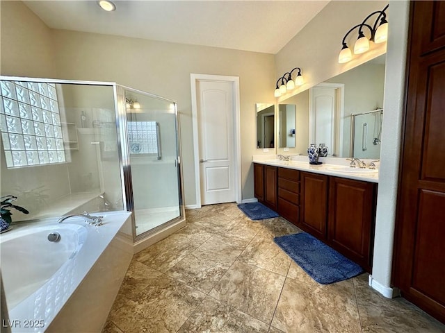 2257 Turner Falls St, Henderson, NV 89044 - bathroom with a shower stall, a garden tub, and double vanity