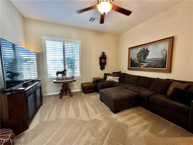 2257 Turner Falls St, Henderson, NV 89044 - living area featuring light colored carpet and ceiling fan