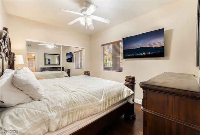 5250 S Rainbow Blvd Unit 1167, Las Vegas, NV 89118 - bedroom featuring dark wood-style flooring and ceiling fan