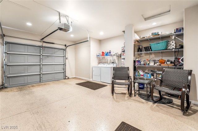 5250 S Rainbow Blvd Unit 1167, Las Vegas, NV 89118 - garage with independent washer and dryer, a garage door opener, and recessed lighting