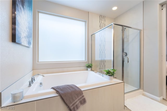 12478 Dolan Point St, Las Vegas, NV 89138 - full bath featuring a stall shower, a bath, and recessed lighting