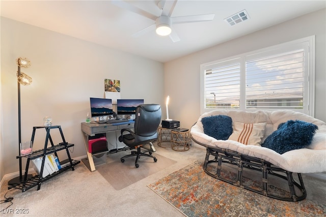 12478 Dolan Point St, Las Vegas, NV 89138 - carpeted home office with a ceiling fan and baseboards