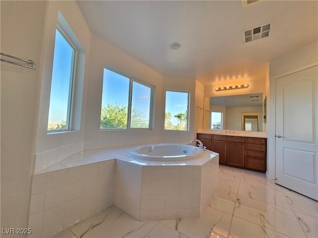 7428 Timber Run St, Las Vegas, NV 89149 - full bathroom featuring marble finish floors, vanity, and a bath