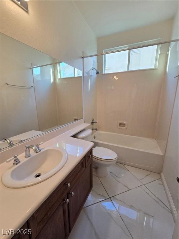 7428 Timber Run St, Las Vegas, NV 89149 - bathroom with vanity, bathtub / shower combination, and marble finish flooring