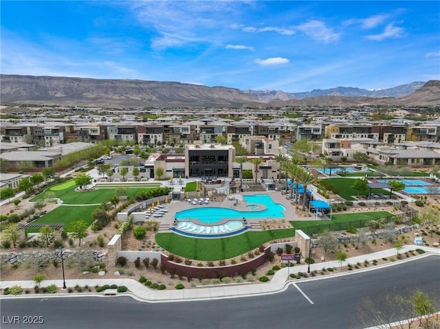 4122 Yucca Bloom St Unit 0, Las Vegas, NV 89135 - aerial view of residential area with a pool and mountains