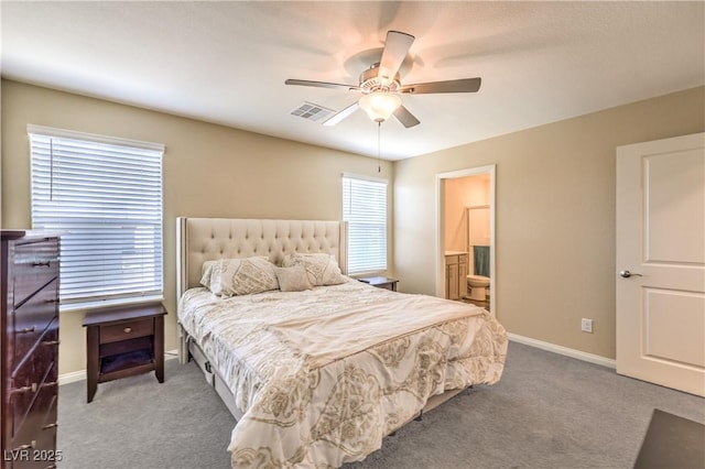 619 Harmony Rock Ave, North Las Vegas, NV 89081 - bedroom with carpet, ensuite bathroom, and a ceiling fan