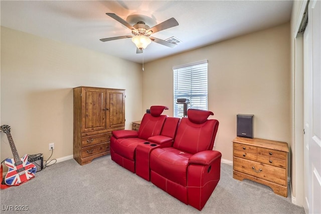 619 Harmony Rock Ave, North Las Vegas, NV 89081 - carpeted cinema with a ceiling fan and baseboards
