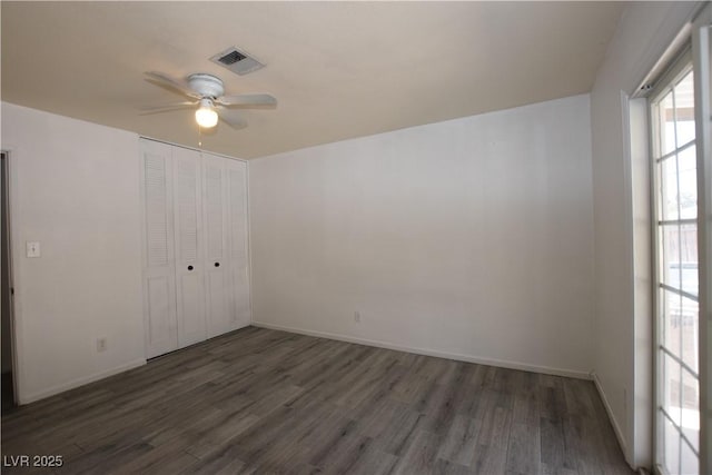 3323 Bancroft Cir, Las Vegas, NV 89121 - empty room with wood finished floors and ceiling fan