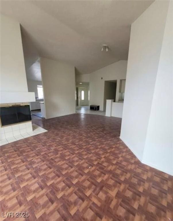 9820 Cross Creek Way, Las Vegas, NV 89117 - unfurnished living room with vaulted ceiling