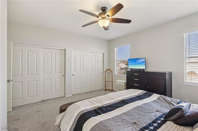 217 Turkey Creek Way, Henderson, NV 89074 - bedroom with two closets, carpet flooring, and ceiling fan