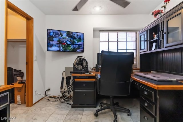 9109 Anchor Cove Ct, Las Vegas, NV 89117 - office featuring ceiling fan and light marble finish flooring
