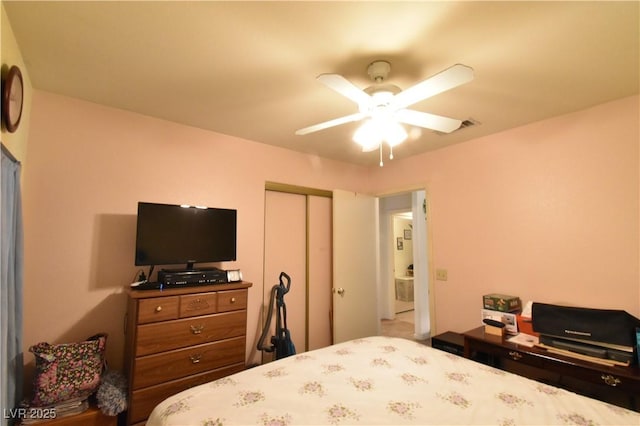 5105 Wildroot Rd, Las Vegas, NV 89130 - bedroom with a closet and a ceiling fan