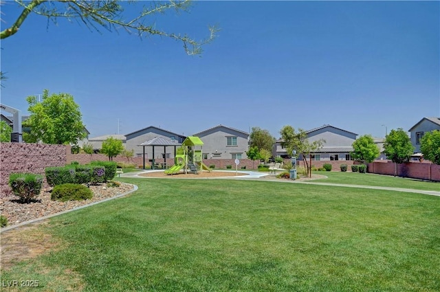 6322 Highledge St, North Las Vegas, NV 89081 - view of yard featuring a residential view and a gazebo