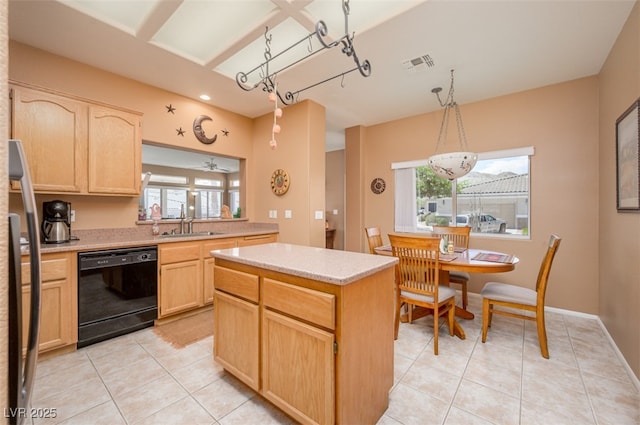 3251 Pheasant Hills Way, Laughlin, NV 89029 - kitchen with dishwasher, light brown cabinets, light countertops, light tile patterned floors, and recessed lighting