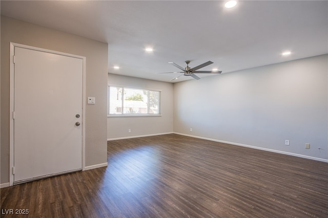 4307 Lucas Ave, Las Vegas, NV 89120 - spare room with dark wood-style flooring, recessed lighting, and ceiling fan