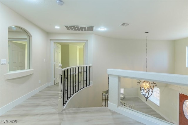 1846 Autumn Gold Ave, Las Vegas, NV 89123 - hallway with an upstairs landing, a chandelier, and recessed lighting