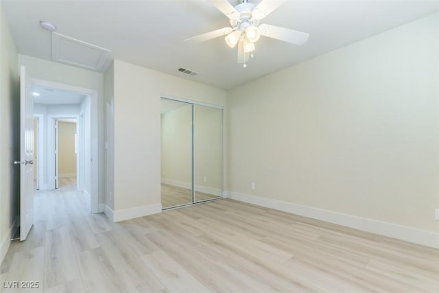 1846 Autumn Gold Ave, Las Vegas, NV 89123 - unfurnished bedroom with light wood-type flooring, a closet, and ceiling fan